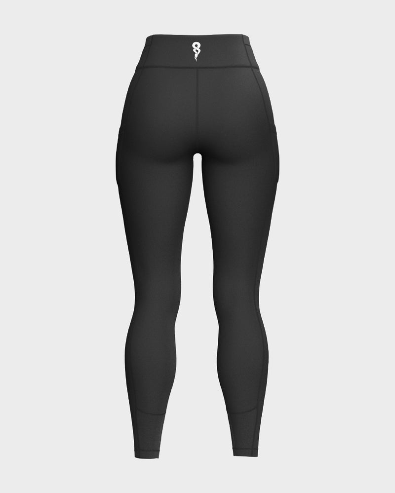 Ladies Mesh High Waisted Leggings - Black