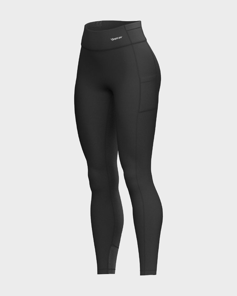 Ladies Mesh High Waisted Leggings - Black