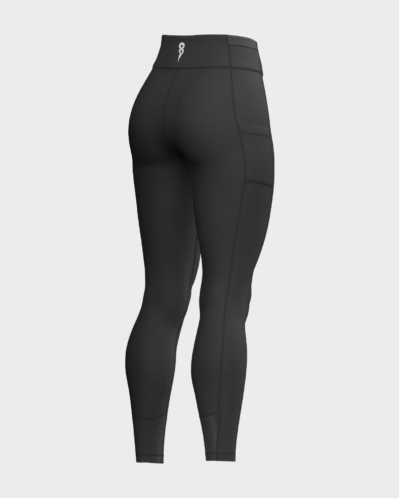 Ladies Mesh High Waisted Leggings - Black