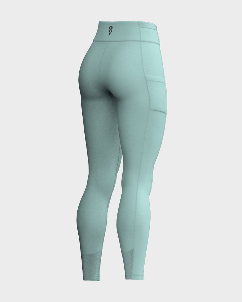 Ladies Mesh High Waisted Leggings - Blue