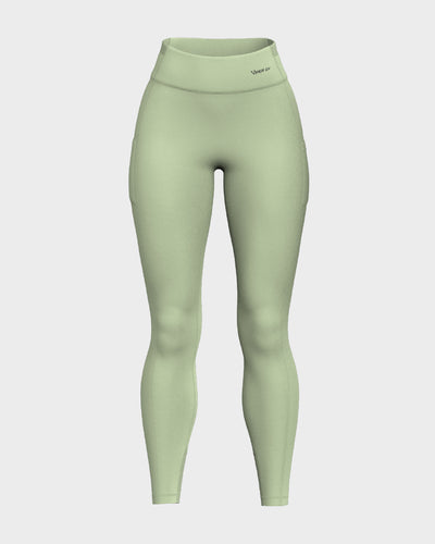 Ladies Mesh High Waisted Leggings - Green