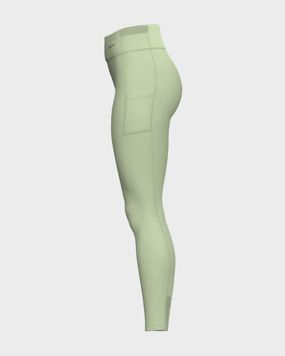 Ladies Mesh High Waisted Leggings - Green