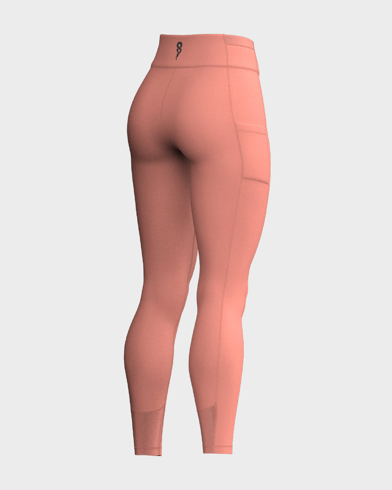 Ladies Mesh High Waisted Leggings - Orange