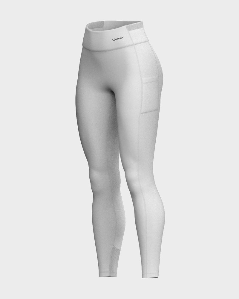 Ladies Mesh High Waisted Leggings - White