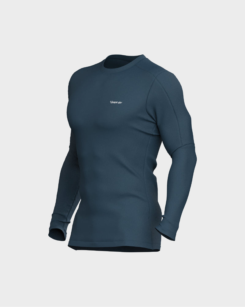 Mens Long Sleeve Compression Tee - Blue