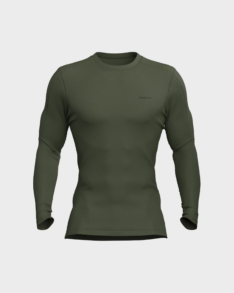 Mens Long Sleeve Compression Tee - Green